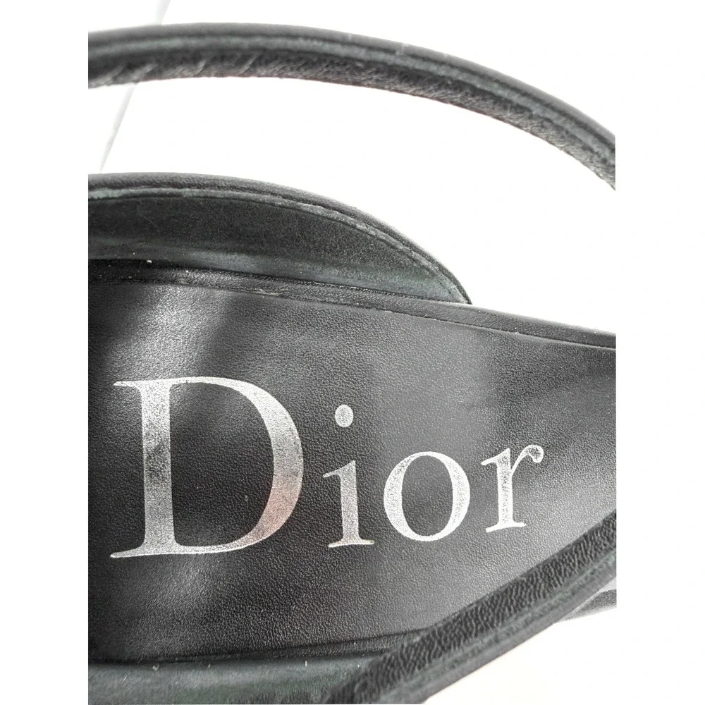 Dior Black CD Logo T Strap Block Heel Sandals 38.5 Galliano Runway